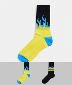 2 пары спортивных носков синего и желтого цвета ASOS DESIGN-Мульти