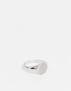 Серебристое кольцо-печатка ASOS DESIGN-Серебряный