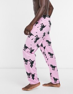 Розовые пижамные брюки с принтом динозавров ASOS DESIGN-Розовый