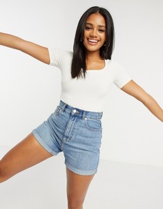 Кремовое боди со сборками и вырезом сердечком ASOS DESIGN-Кремовый