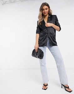 Черная легкая атласная блузка ASOS DESIGN-Черный