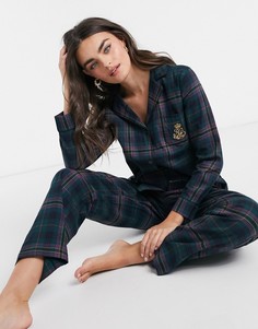 Зеленый пижамный комплект в шотландскую клетку LAUREN by Ralph Lauren