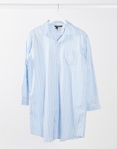 Голубая рубашка для сна в полоску LAUREN by Ralph Lauren-Синий