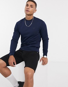 Темно-синий свитшот с круглым вырезом и логотипом Emporio Armani