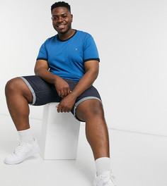 Голубая узкая футболка с контрастной горловиной Farah Groves-Синий