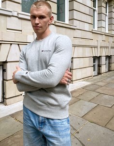 Серый свитшот с маленьким логотипом Champion