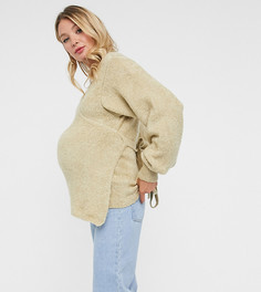 Пушистый джемпер с запахом ASOS DESIGN Maternity-Бежевый