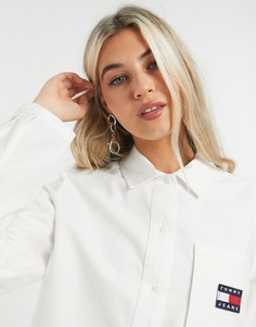Белая рубашка с нашивкой на кармане Tommy Jeans-Белый