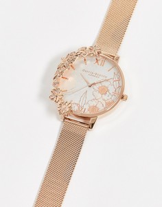 Розово-золотистые часы с цветочным принтом Olivia Burton-Золотой
