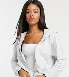 Серый oversized-худи на молнии Stradivarius