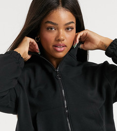 Черный oversized-худи на молнии Stradivarius
