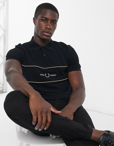 Поло черного цвета с вышивкой Fred Perry-Черный