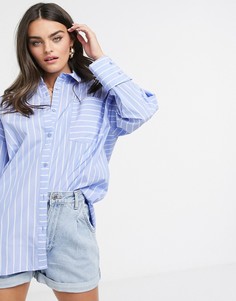 Хлопковая oversized-рубашка в полоску с длинными рукавами ASOS DESIGN-Мульти