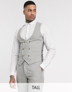 Твидовый жилет узкого кроя Harry Brown Tall wedding-Серый