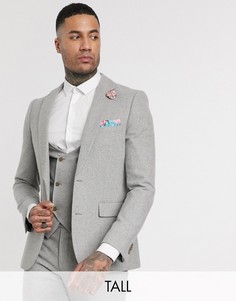 Твидовый пиджак узкого кроя Harry Brown Tall wedding-Серый