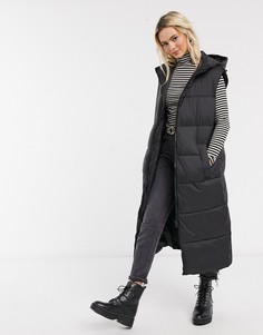 Черный жилет-пуховик макси ASOS DESIGN