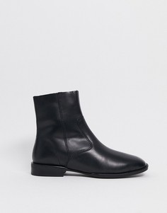 Черные кожаные ботильоны ASOS DESIGN-Черный
