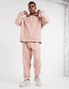 Розовые свободные флисовые джоггеры от комплекта ASOS DESIGN-Розовый