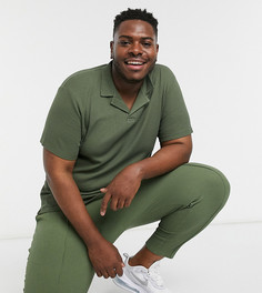 Поло от комплекта из вафельного трикотажа цвета хаки ASOS DESIGN Plus-Зеленый