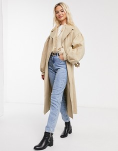 Светло-бежевый тренч с пышными рукавами ASOS DESIGN