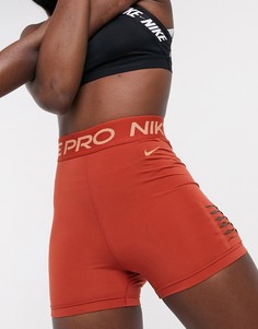 Шорты с завышенной талией Nike Pro Training-Коричневый