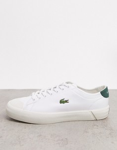 Бело-зеленые кожаные кроссовки Lacoste-Белый