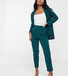 Зеленые трикотажные узкие брюки ASOS DESIGN Petite-Зеленый