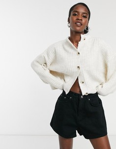 Кардиган цвета слоновой кости с круглым вырезом Topshop-Бежевый