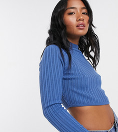 Короткий джемпер с высоким воротом ASOS DESIGN Petite-Синий