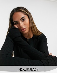 Черный кроп-топ с вырезами для больших пальцев ASOS DESIGN Hourglass
