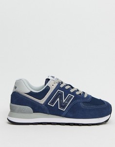 Темно-синие кроссовки с серой отделкой New Balance 574-Темно-синий
