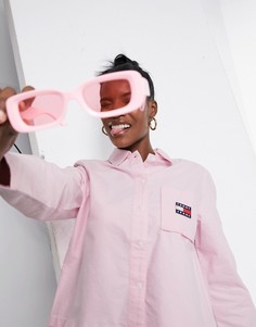 Розовая рубашка с нашивкой на кармане Tommy Jeans-Розовый