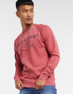 Красный выбеленный свитшот с логотипом Jack & Jones