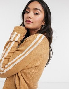 Джемпер с полосками на рукавах Brave Soul-Светло-коричневый