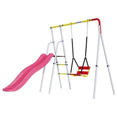 Спортивно-игровой комплекс ROMANA Лето + Цепные Качели красный/желтый/розовый