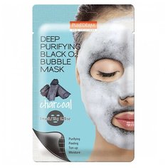 Purederm Тканевая кислородная маска Deep Purifying Black Q2 Bubble Charcoal, 20 г