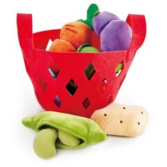 Набор продуктов с посудой Hape Toddler Vegetable Basket E3167 красный