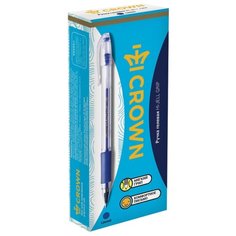 CROWN Набор гелевых ручек "Hi-Jell Grip", 0.5 мм, 12 штук, синий цвет чернил