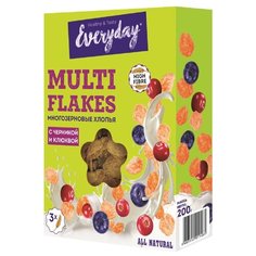 Готовый завтрак Everyday Мультизерновые хлопья с черникой и клюквой, коробка, 200 г