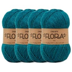 Пряжа DROPS Flora, 65 % шерсть, 35 % альпака, 50 г, 210 м, 4 шт., 11 petrol