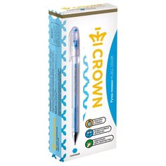 CROWN Набор гелевых ручек Hi-Jell Color, 0.7 мм, 12 шт, голубой цвет чернил