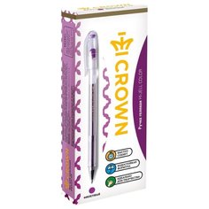 CROWN Набор гелевых ручек Hi-Jell Color, 0.7 мм, 12 шт, фиолетовый цвет чернил