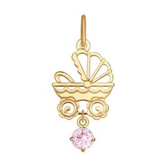 SOKOLOV Подвеска из золота «Коляска» с розовым фианитом 035098