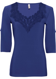 Футболка с вязаной отделкой Bonprix