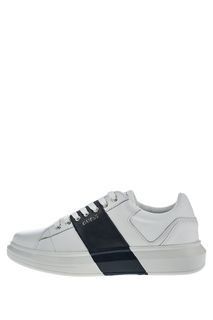 Белые кожаные кеды на шнуровке Guess