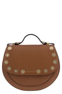 Маленькая кожаная сумка с металлическим декором Mini Bag Coccinelle