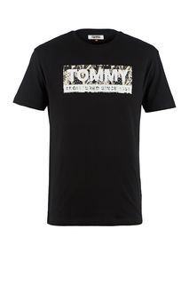 Черная футболка из хлопка с принтом Tommy Jeans