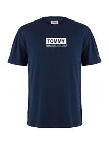Синяя футболка из хлопка с логотипом бренда Tommy Jeans