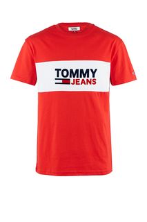 Футболка из хлопка с фактурным принтом Tommy Jeans