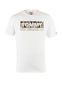 Белая футболка из хлопка с принтом Tommy Jeans